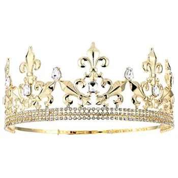 Златна Царска корона за мъже, Регулируем Императорска Средновековна короната на рожден ден, кралете на бала