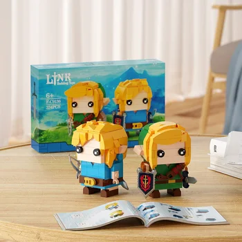Игра герой Link 2-в-1, модел костюм с хартиени кърпи за ръце управлението и предавателна кутия, 334 предмет, градивен елемент на Brickheadz за детски подарък