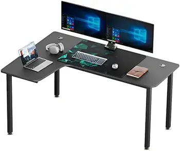 Игра на маса във форма, 61-инчов кът бюро за Компютър, Модерни офис бюро, Дом на игралната маса подложка за мишка и кабели
