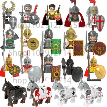 Исторически Средновековни Герои на Спарта, на римските войници-Кръстоносците, Строителни блокове, Военни Мини фигурки, Тухли, играчки за деца