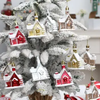 Йонофореза окачване за дома, за Многократна употреба украса за Коледната елха от неръждаема стомана, Уютни окачване за снежната къща, Комплект от 4 празнични подаръци