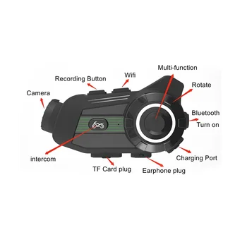 Камера мотоциклетни шлем S3 HD Bluetooth, Wifi Видеорекордер за мотоциклет, видео рекордер, безжичен БТ 5.1, домофонна система за шлем (2K)