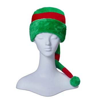 Коледен костюм на елф за Cosplay, Дамски Мъжки Зелена и Червена шапка, нова година, Halloween, Коледно парти, Зимен аксесоар