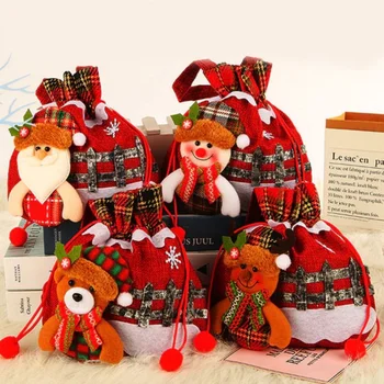 Коледен подарък, чанта за кукли-Снежен човек, Коледна кукла, Бельо подарък чанта, Украса за Коледното кукли, Вечерни бижута, чанта с елени на съвсем малък