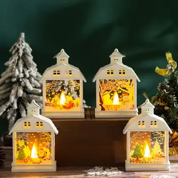 Коледни светлини с хубави шарени, Празнични led гирлянди за прозорците, Вятърни светлините на Коледните къщички с Снеговиком Дядо Коледа за украса