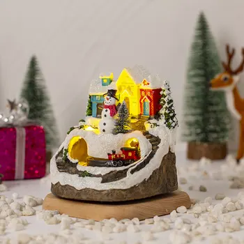 Коледни фигурки на Дядо Коледа от смола със светлини и музика, Светлинен и музикален украшение, Темата на фестивала на батерии, Прекрасни подаръци за деца