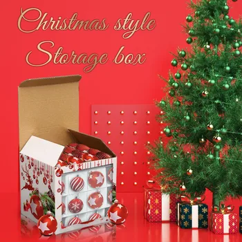 Коледно дърво 64 дрънкулки кутия за съхранение Картонена кутия декоративна Коледна елха чанта кутия за бижута Коледна украса 2024