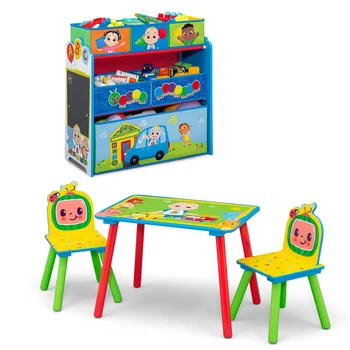 Комплект за детска стая за деца от 4 теми от Delta Children – включва игрална маса с плот за сухо изтриване и 6 чекмеджета