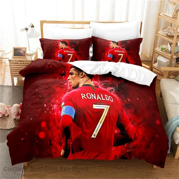 Комплект спално бельо Луксозна футболна звезда с елегантен дизайн, 3D дигитален печат и модерен дизайн, голям, много голям, в реален размер