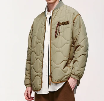 Корейската Стилен зимни мъжки яке и палто, Ватиран Изработена модел, однотонная Ежедневни Свободна горна дреха, Модерна Марка дрехи C5309