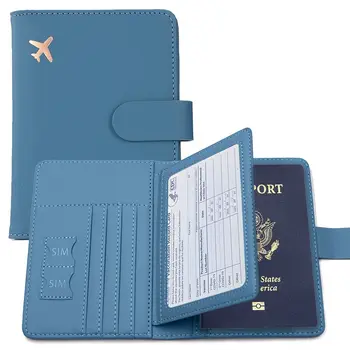 Корици за паспорти от изкуствена кожа, Мъжки и дамски Пътна корици за паспорти с притежателя на картата