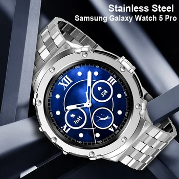 Корпус от неръждаема Стомана + каишка за Samsung Galaxy Watch 5 Pro 45 мм (без часа) метална броня-гривна Galaxy watch5 pro 45 Band