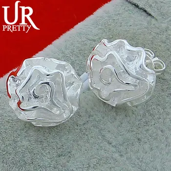 КРАСИВИ Обеци-карамфил от сребро Проба 925 с цветя за жени, модни бижута Сватба и за Годеж, подарък-шарм