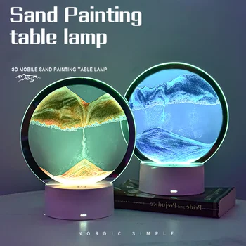 Креативната игра на Дъска модел от Плаващи Пясъци 3D Триизмерна Цветна Малка нощна светлина Динамичен Лампа във формата на Пясъчен Часовник