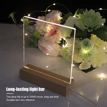 Креативни led дървена дисплей с подсветка, Акрилна светлинна плоча, Площад Кристал USB-шкаф с осветление, поставка за художествени осветителни тела от смола