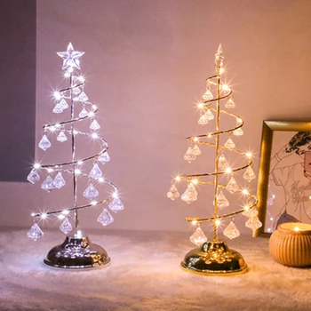 Кристален Коледно дърво Led светлини Украса на помещението Приказни светлини нощна светлина за спални Струнен лампа Настолна лампа Новогодишния интериор
