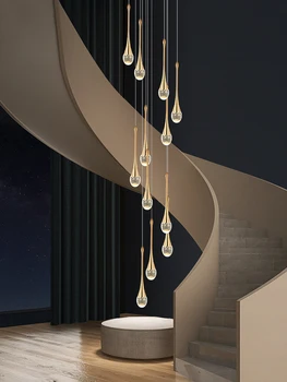 Кристален полилей, модерни Дизайнерски висящи лампи, вътрешно осветление, вила, Неразделна етаж, Луксозни Кристални Подвесная стълбище, полилей