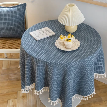 Кръгла покривка за маса, вятърна синьо наметало, кръгла възглавница за журнального масичка, малка покривка за сватбена декорация