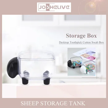 Кутия за съхранение на памучни тампони с капак Пластмасов контейнер под формата на овце, Калъф за клечки за зъби, Органайзер, Интериор на дома плот, Кухненски банки