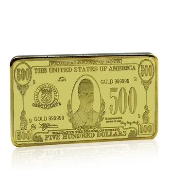 Кюлчета злато на Американския долар, Мемориал медал, Квадратна монета 500 щатски долара, позлатени изделия, колекционерски подаръци
