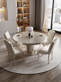 Лесен маса в американски стил, луксозен кръгла маса в съвременния минималистичном европейски стил, френска луксозни мебели от висок клас