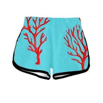 Летни дамски шорти с коралов принтом освежават, повседневны, удобни и красиви в чорап