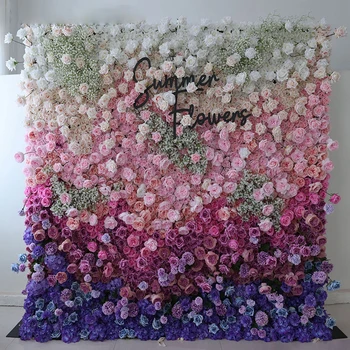 Луксозна Градиент Цветни рози И Хортензия Babysbreath 5D Плат на Цветя Стена Фон за Сватбен дейности Плат Договореност На стената