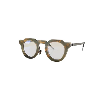 Луксозна марка на Classic Super Light Регулируема Титан Метален Кръг С две Тънки Роговыми Слоеве на Очила и Оптични Очила, Рамки за очила