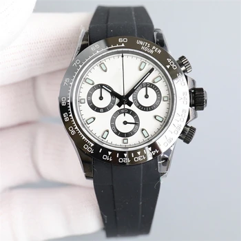 Луксозни мъжки механични часовници 4130, Автоматични ръчен часовник, Хронометър, многофункционални часовници, ръчни часовници с гумена лента, водоустойчиви часовници