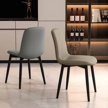 Луксозни трапезни столове в скандинавски стил, Модерни кожени Ергономичен дизайн и Модерни Столове за всекидневна, Метални мебели за дома Cadeiras Sala De Jantar