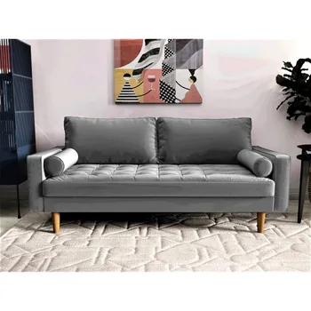 Луксозният диван, сиво кадифе