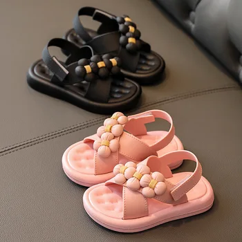 Лятна нова плажна обувки с мека подметка за момичета, нескользящие детски леки сандали за ходене