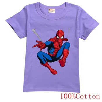 Лятна тениска с Човека-паяк, Детски дрехи на Marvel за рожден Ден, Детски дрехи Avenger, тениска с графичен принтом за момчета, Костюм Kawaii