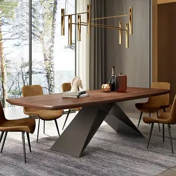 Маса за хранене в скандинавски Стил, Модерен Правоъгълна маса за Хранене креативно Размер От масивно дърво, Дизайнерски мебели в индустриален стил