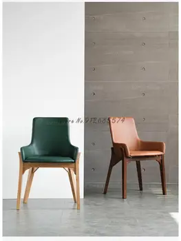 Маса и стол от масивно дърво в скандинавски, японски стил, Прост, Модерен Домашен Кафе стол за сядане с облегалка