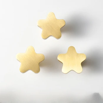 Месингови дръжки с един отвор за детски мебели във формата на петолъчна звезда, дръжки за шкафове и чекмеджета, аксесоари за дома