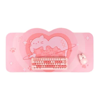 Много голям геймърска подложка за мишка Kawaii, сладък пастельно-розово котка XXL, Голям тенис на мат, водоустойчив нескользящие аксесоари за лаптоп