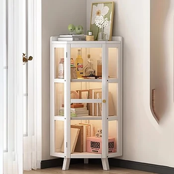 Модерен 5-степенна Бяла bookshelf с Акрилни Растение За Всекидневната, Пътуваща на срока за съхраняване, Стъкло врати, Мебели Estanteria За Спални