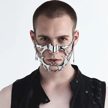 Модерен Готически маска в стила на Кибер-Пънк, Течен Нередовен Сребрист Цвят, Кухи Мъжки/Женски Метални Маски, Cosplay, Главоболие Аксесоар за партита, Абитуриентски