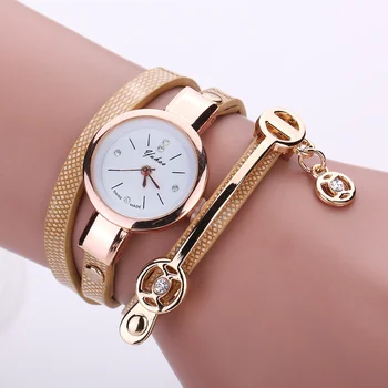 Модерен дамски часовник-гривна, Златни кварцов подарък часовници, ръчни часовници, Женствена рокля, Кожени Ежедневни часовници-гривни, Лидер на продажбите