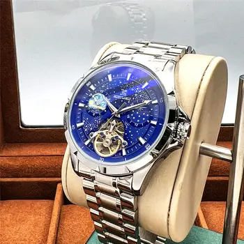 Модерни Автоматични часовници, мъжки механични часовници на луксозна марка, Ежедневни бизнес Кожа водоустойчив часовник Relogio Masculino, новост