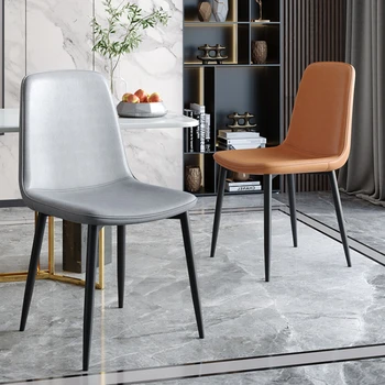 Модерни и луксозни трапезни столове в Скандинавски стил за дневната, Креативна възглавница от изкуствена кожа, Кухненски столове за почивка, мебели за трапезария