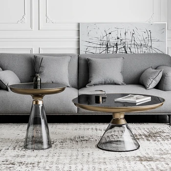 Модерни Мебели За дневна масичка за кафе Nordic Home Креативен Дизайнерски диван, малка странична масичка, Луксозна Стъклена масичка за Чай с кръгла форма