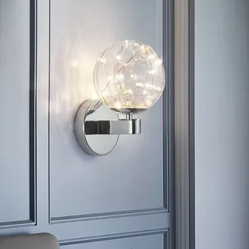 Модерният led, с монтиран на стената лампа със стъклена топка за луксозен хол, спалня, прикроватной нощни шкафчета, коридор, коридор, хотели, стенни осветителни тела