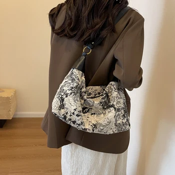Модни нагънат чанта за жени мек деним лоскутные чанта през рамо дизайнер чанта пельмень чанта мода чанта облак чанта скитник