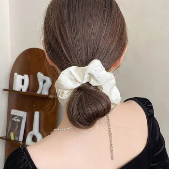 Модни обикновена дъвка за коса с кристали, Корейски ластични ленти за коса, Женски завязки във формата на конска опашка, Аксесоари за коса за момичета, Превръзка на главата