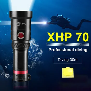 Мощен фенер за гмуркане IPX8, водоустойчив фенер за гмуркане, подводен фенер за гмуркане, батерия 26650 с ръчно с въже