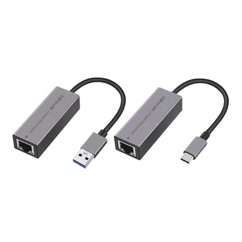 Мрежова карта Type-C/USB3.0 до RJ-45 2,5 G 2500 Mbps с USB-адаптер Gigabit Ethernet Безплатно Щепсела и да играе за десктоп PC, Лаптоп