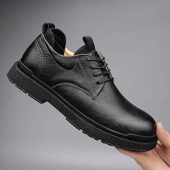 Мъжки Кожени Оксфордские удобен модел обувки Originals дантела, официални делови Ежедневни обувки-дербито за мъже