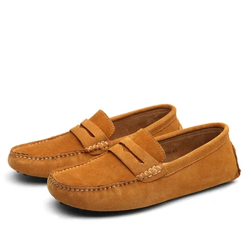 Мъжки Лоферы от висококачествена естествена кожа, мъжки ежедневни обувки, Мокасини, Мъжки обувки, без закопчалка, Мъжки обувки за шофиране, Мъжки обувки на равна подметка, Размер 38-49